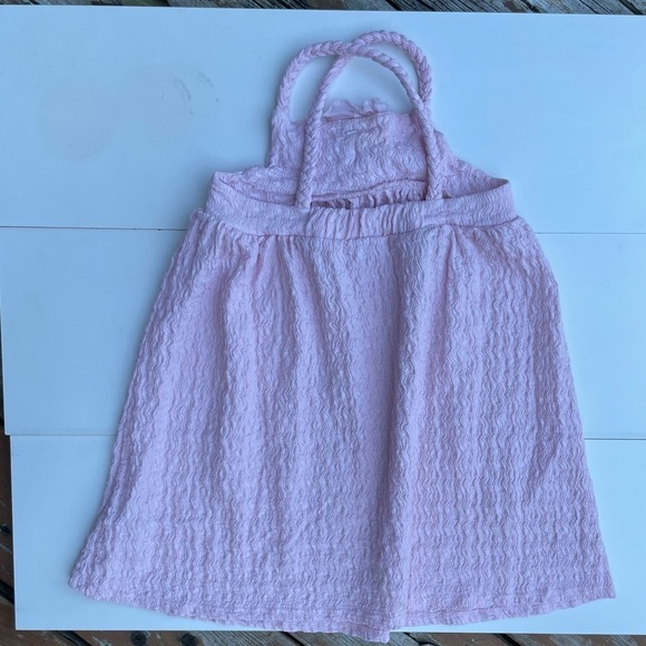 Zara Baby Pink Textured Girls Dress With Large Flower - Picture 3 of 10